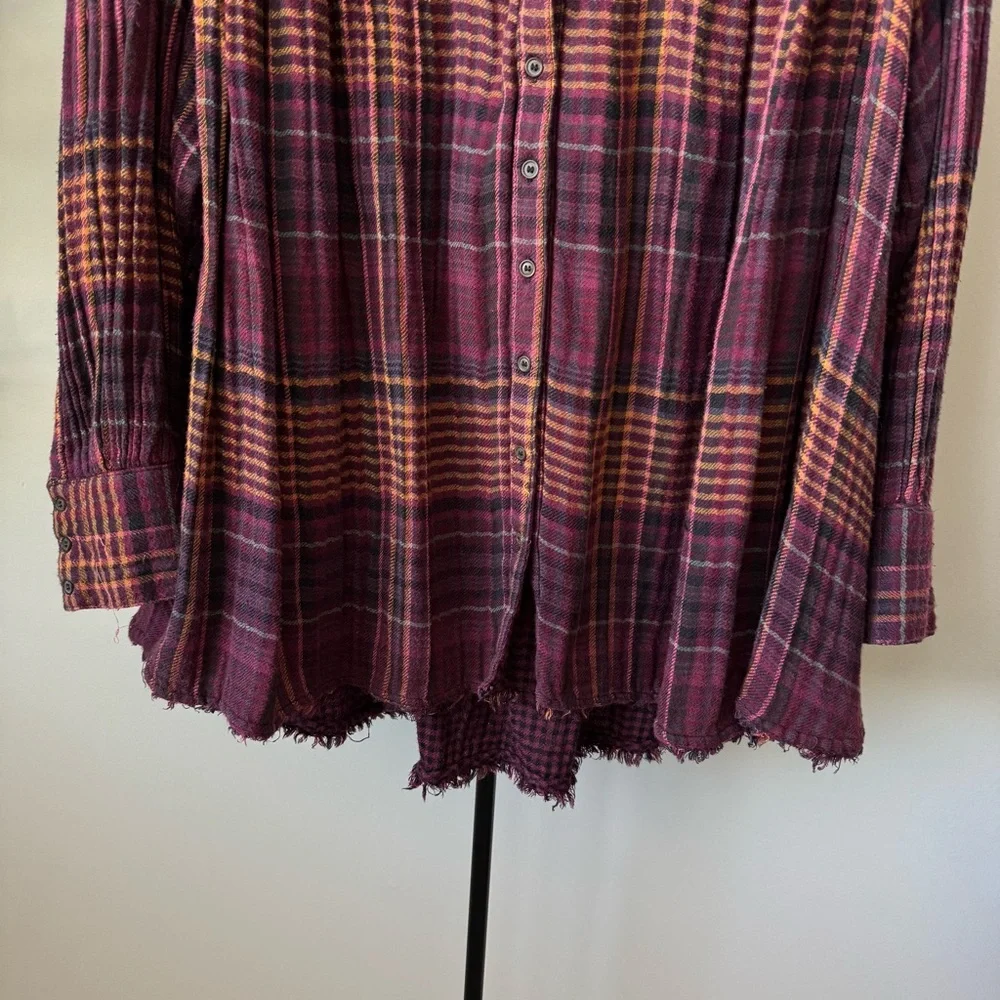 Free People Plaid Slouchy Oversized Top - Picture 5 of 11